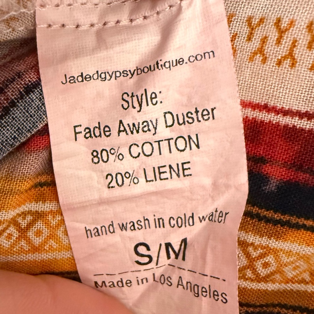 JADED GYPSY Fade Away Duster S/M Vintage Stripes Bleached Look - Picture 5 of 6
